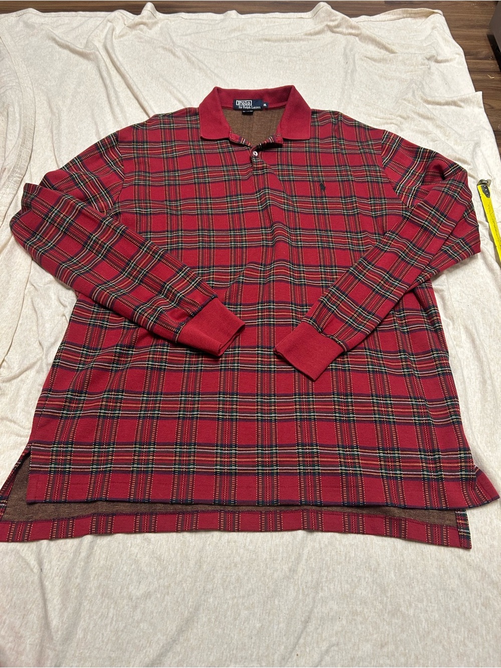 Vintage Y2K Polo Ralph Lauren Collared Rugby Style Tartan Plaid Shirt Holiday